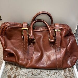 Men's Classic Brown Italian Leather Travel Duffel Bag